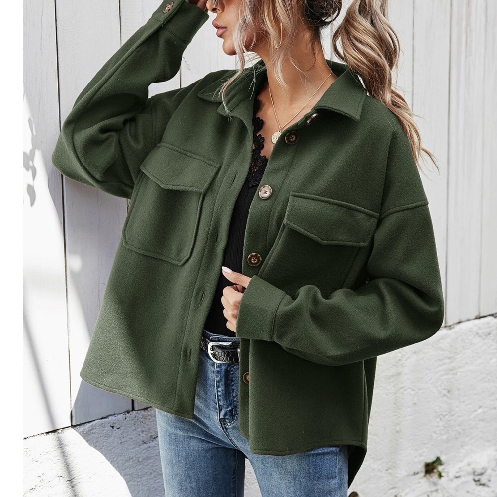 Cozy Boyfriend fit Button Down Oversized Jacket Shacket - Picture 5 of 11